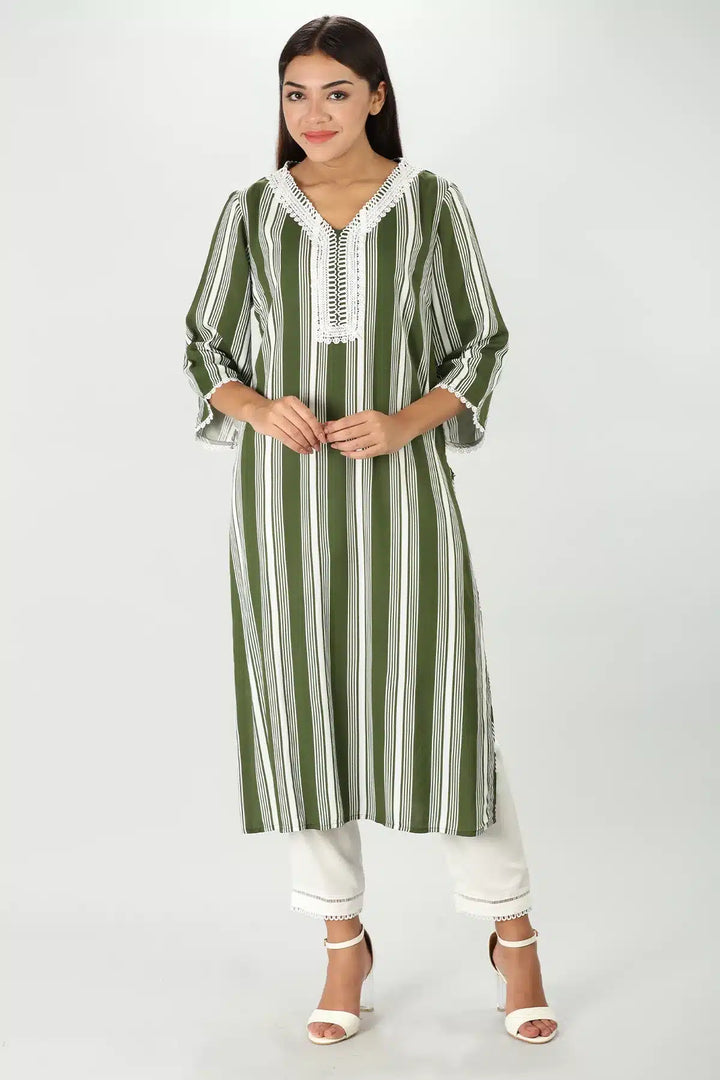 Lacy olive green Kurti