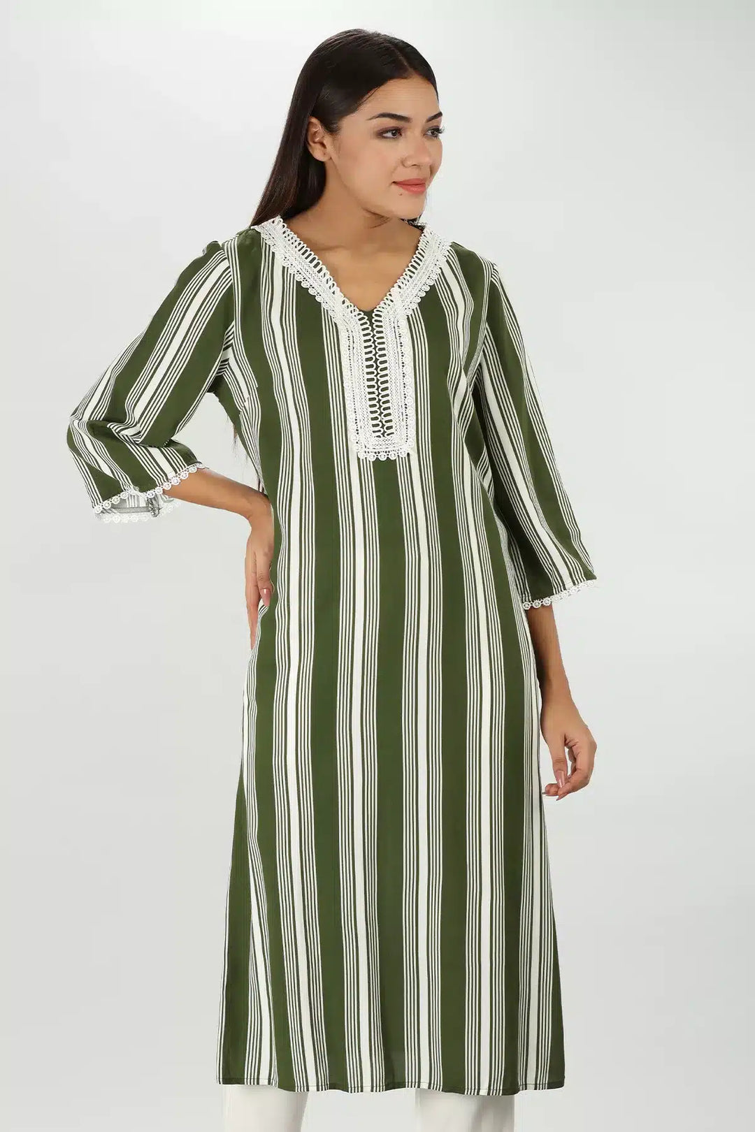 Lacy olive green Kurti