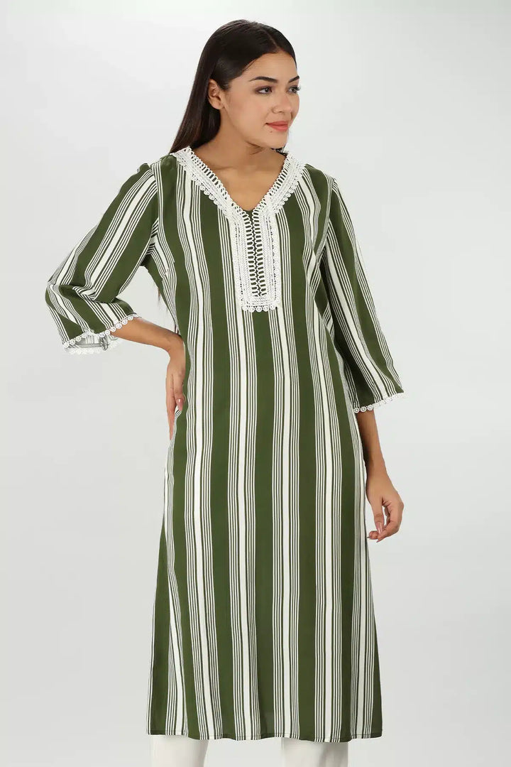Lacy olive green Kurti