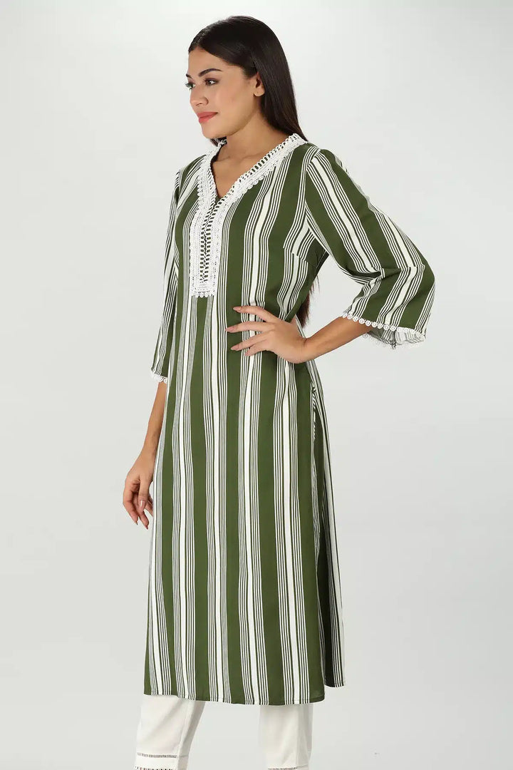 Lacy olive green Kurti
