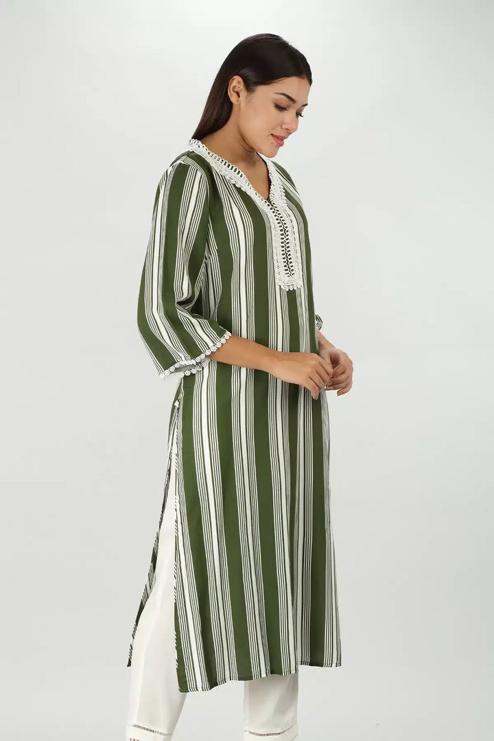 Lacy olive green Kurti