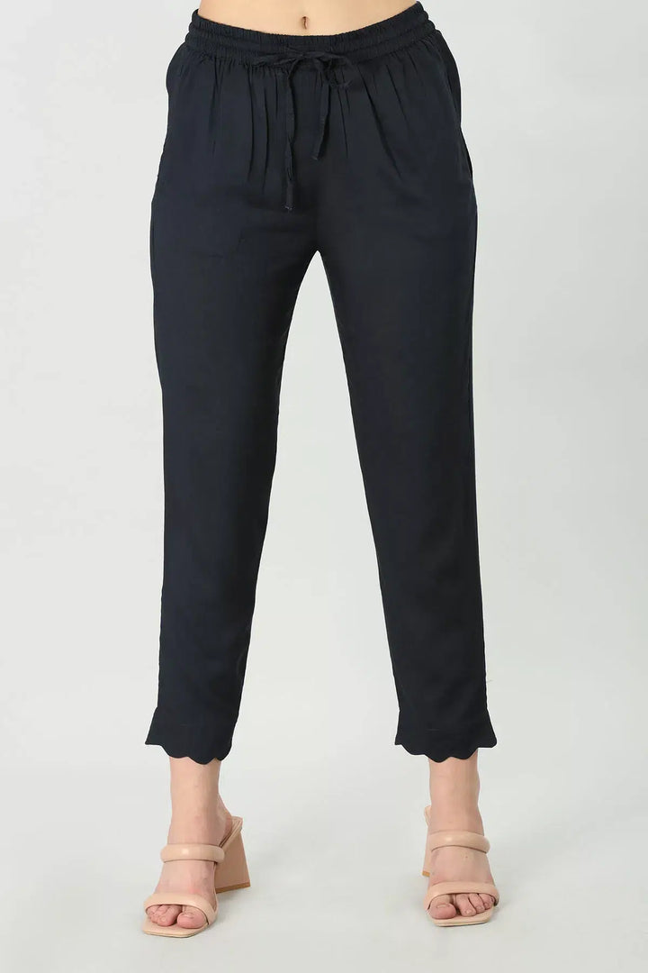 Charcoal Blue Slim Fit Palazzo