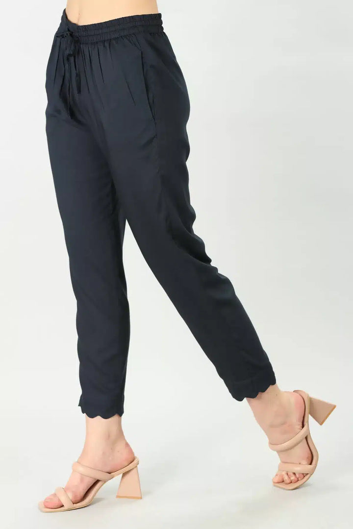 Charcoal Blue Slim Fit Palazzo