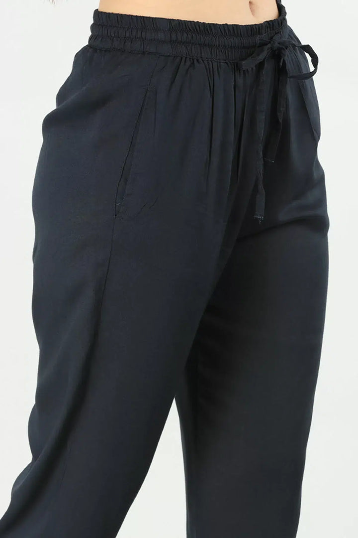 Charcoal Blue Slim Fit Palazzo