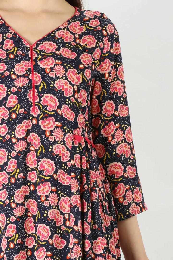 Pink Floral fusion Kurti