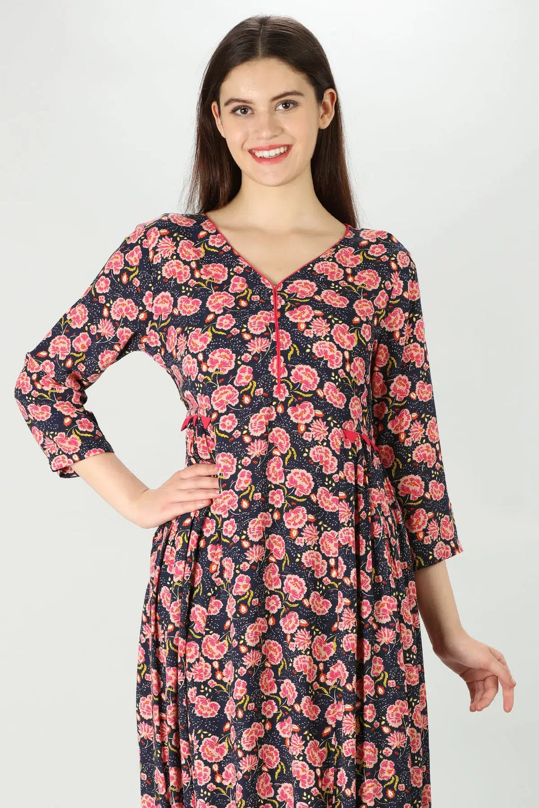 Pink Floral fusion Kurti