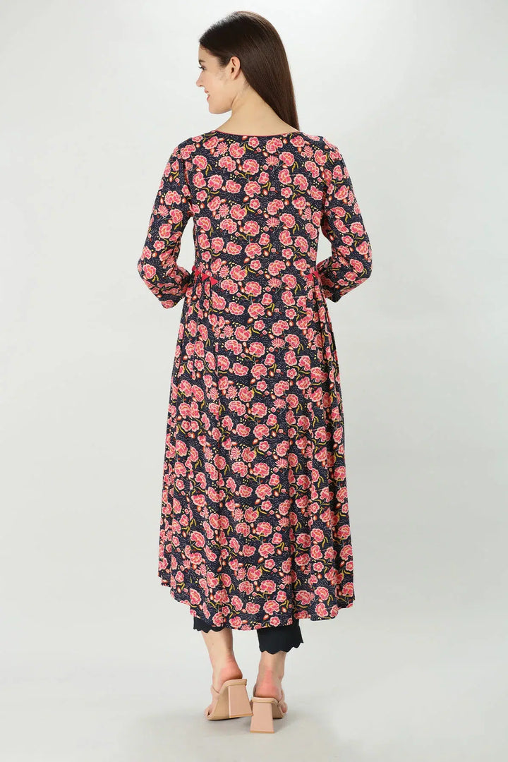 Pink Floral fusion Kurti