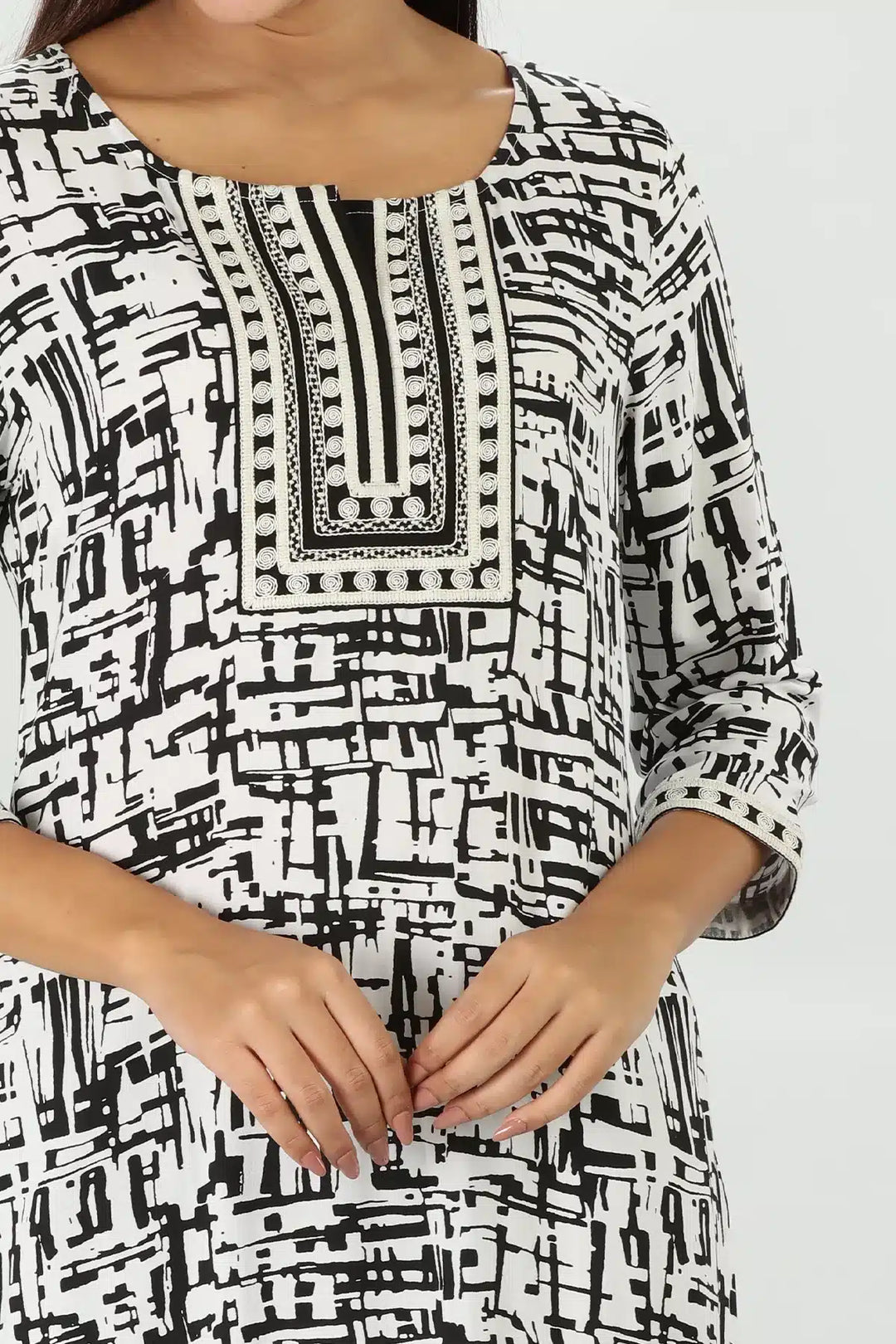 Rayon Black &amp; White Kurti