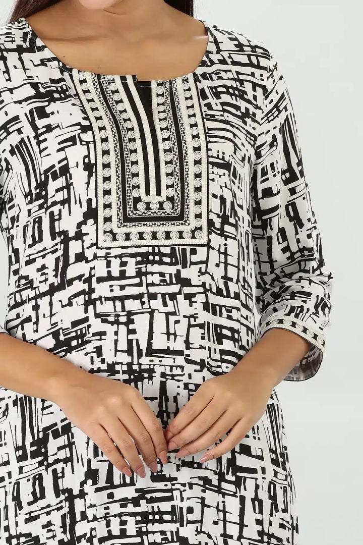 Rayon Black &amp; White Kurti