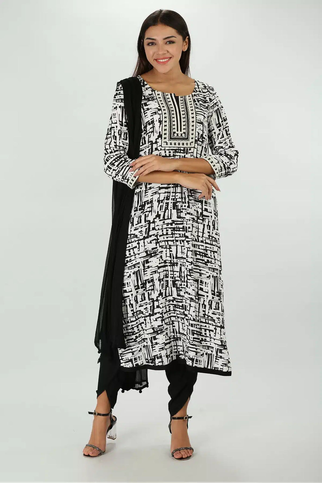 Draped black Dhoti