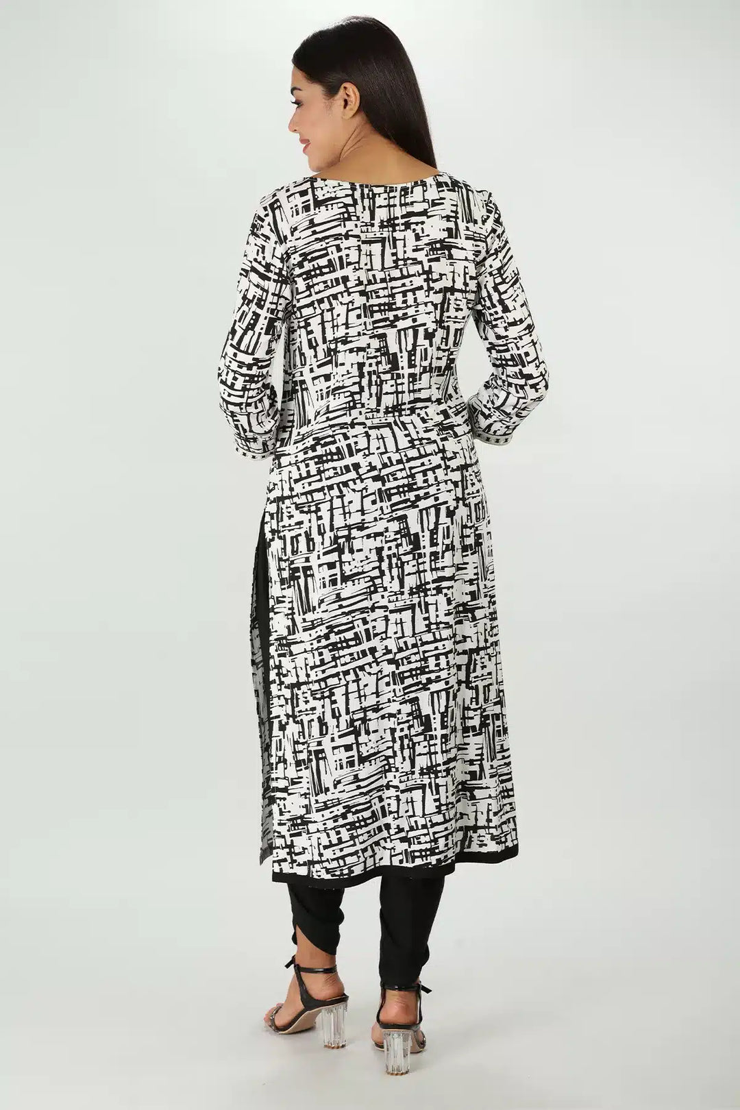 Rayon Black &amp; White Kurti