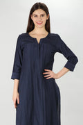 Navy Voile Lace Kurti