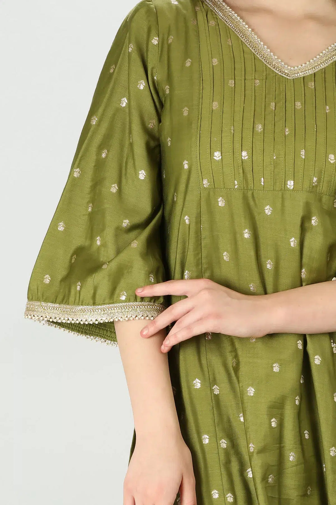 Green Whimsical Bell Sleeves Kurti