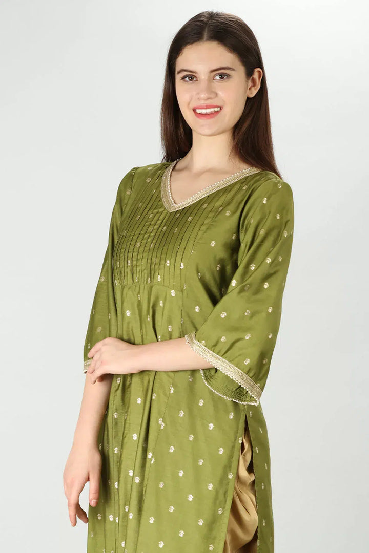 Green Whimsical Bell Sleeves Kurti
