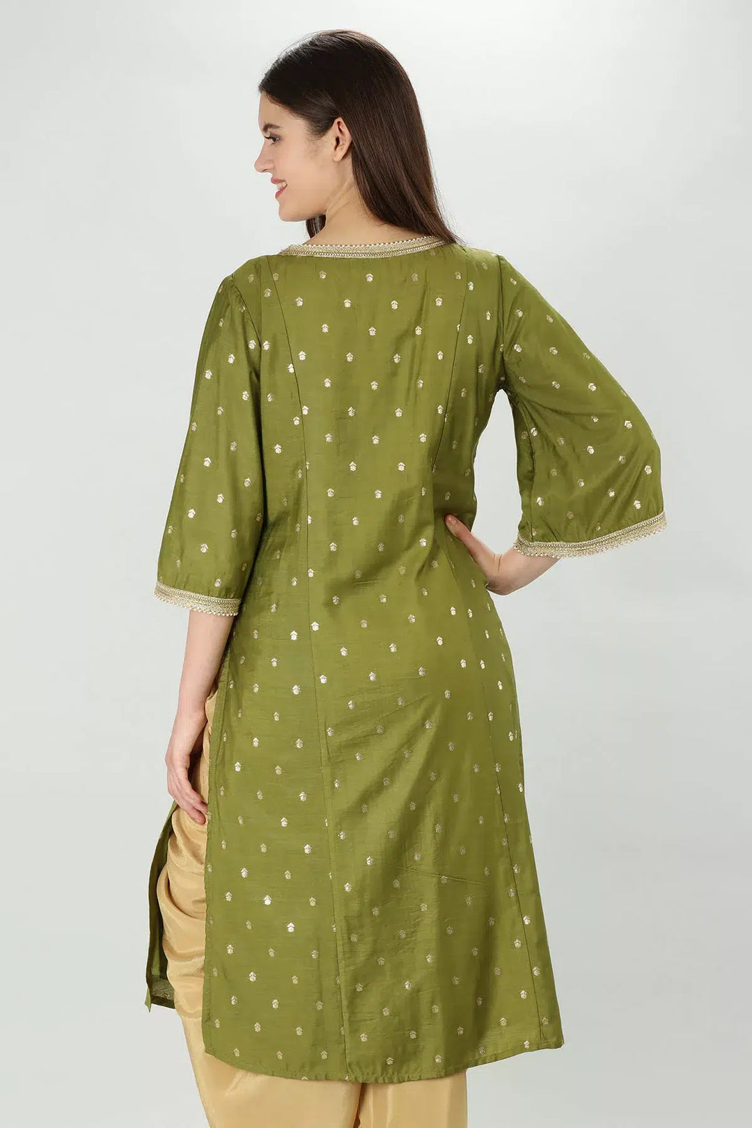 Green Whimsical Bell Sleeves Kurti