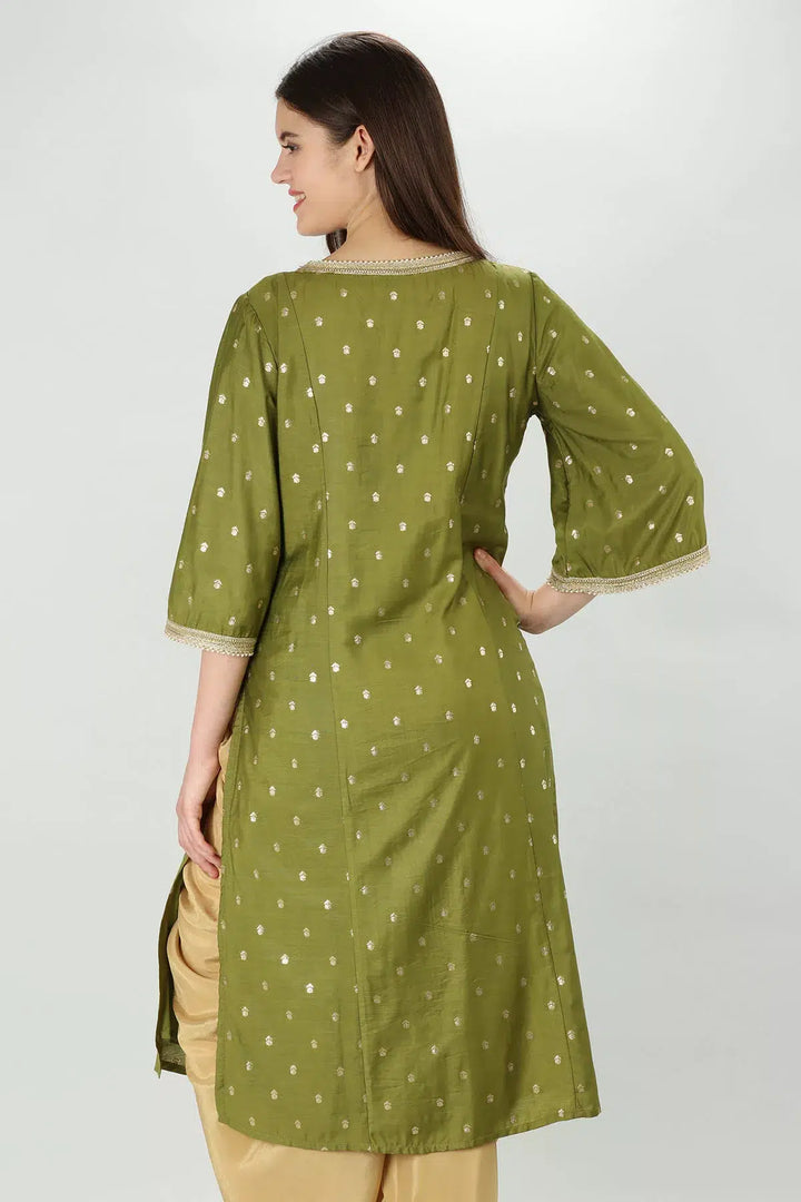 Green Whimsical Bell Sleeves Kurti