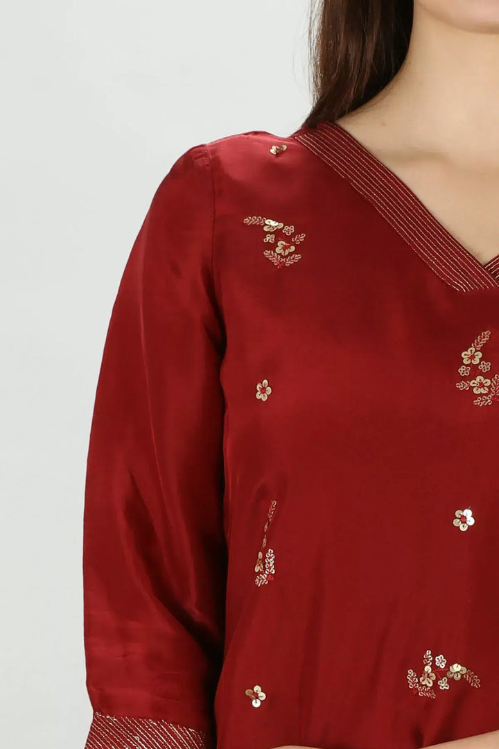 Garnet Uppada Silk Kurti