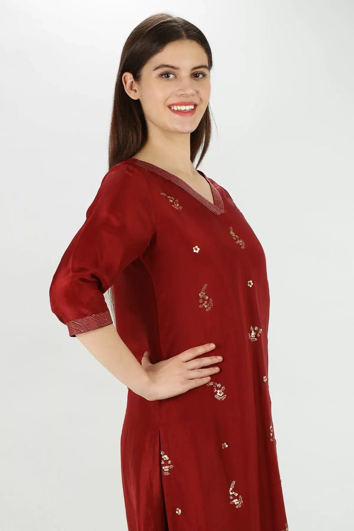 Garnet Uppada Silk Kurti