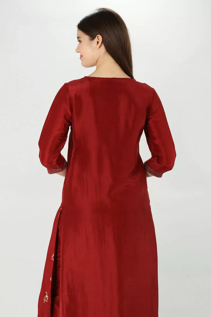 Garnet Uppada Silk Kurti