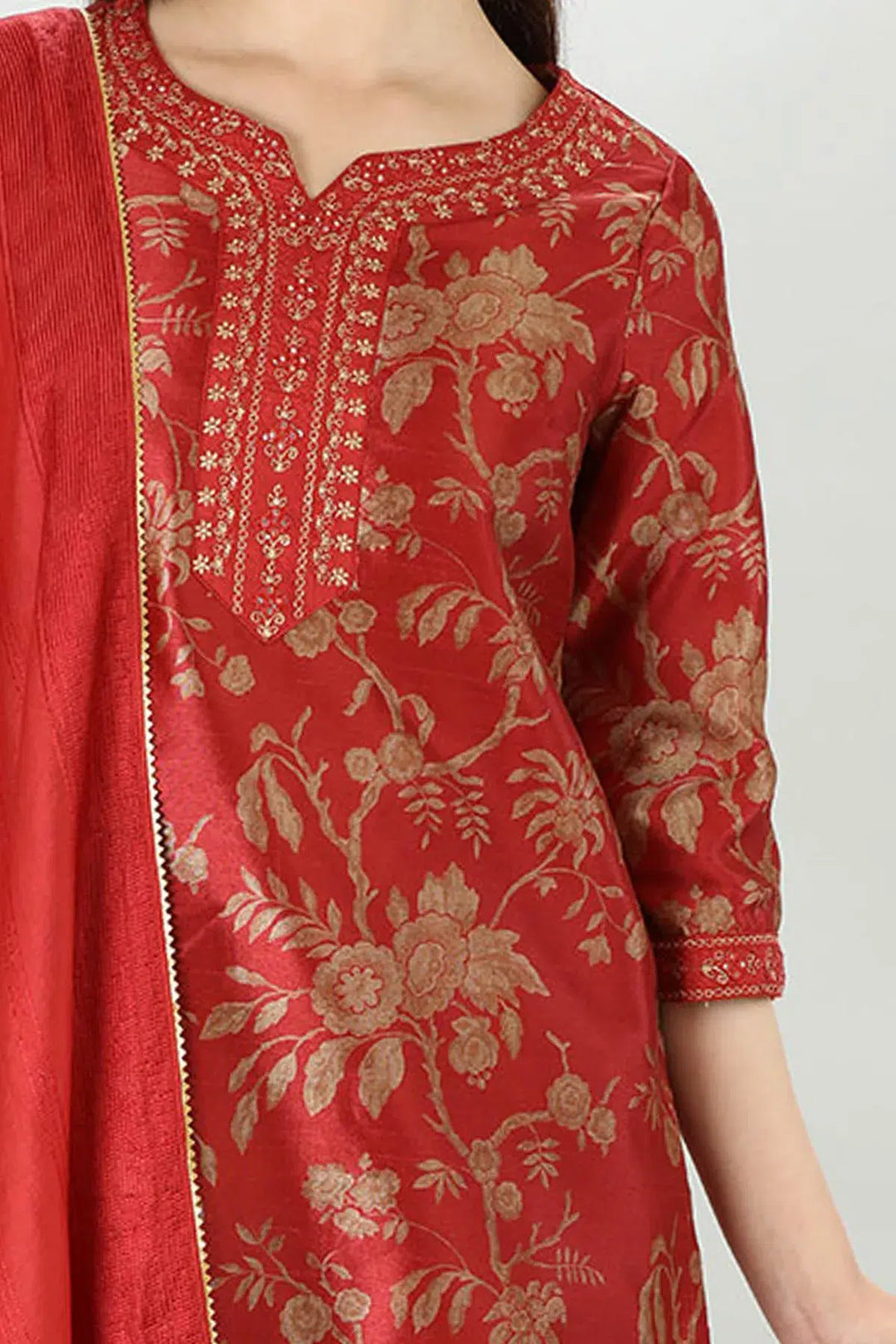 Rust Chanderi Silk Kurti