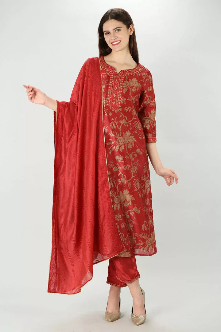 Rust Chanderi Silk Kurti