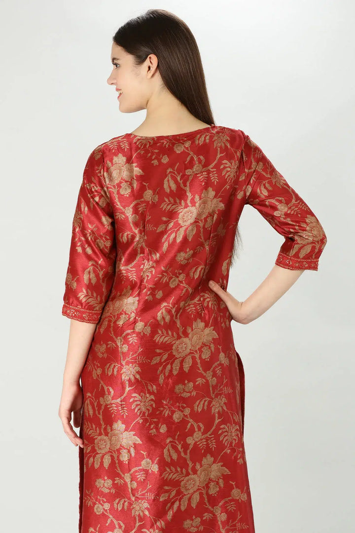 Rust Chanderi Silk Kurti