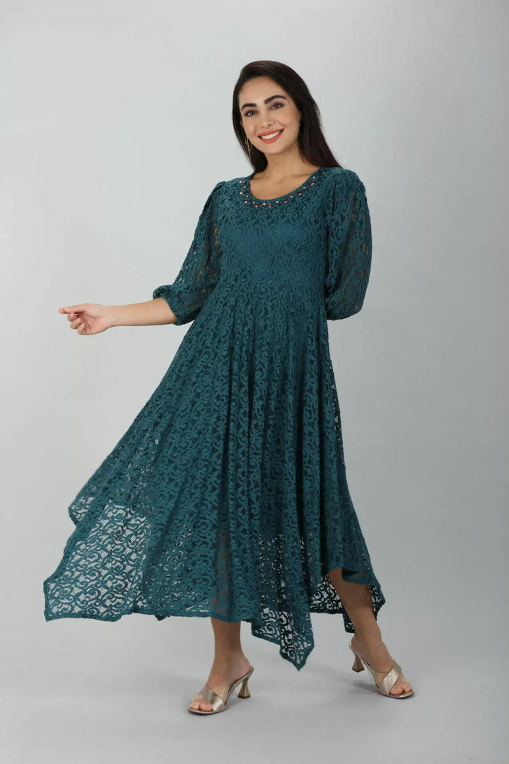 Blue Net Laced Dress