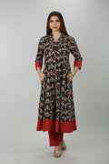 Dark Blue Mandarian Neck Kurti