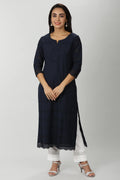 Blue Schiffli Kurti