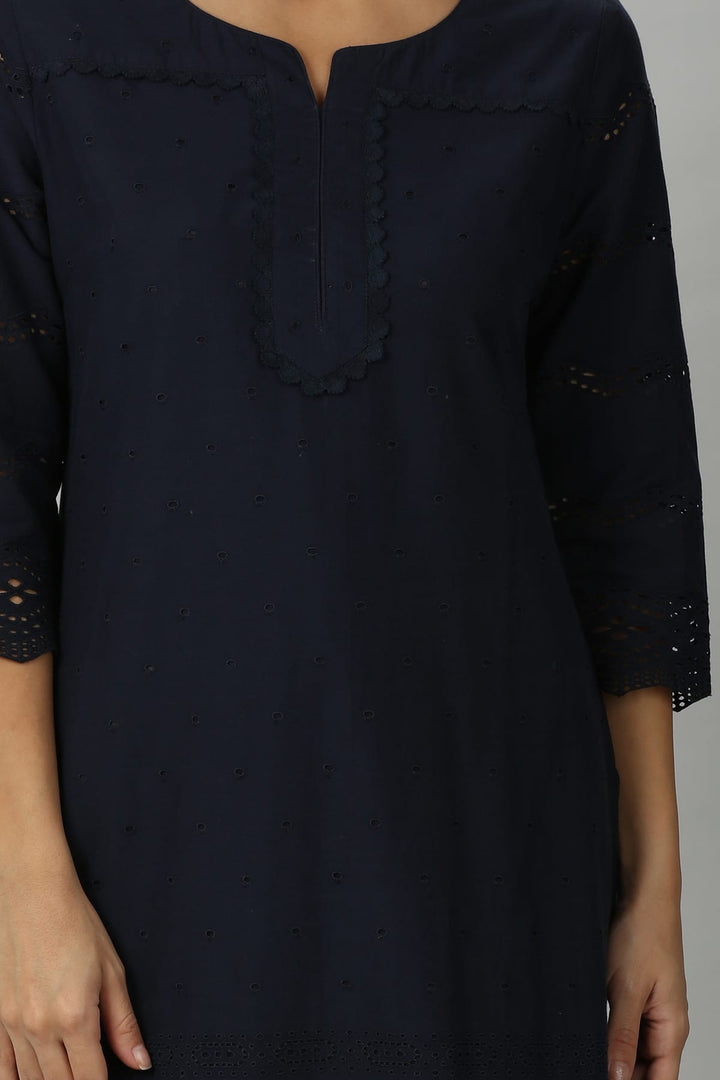 Blue Schiffli Kurti