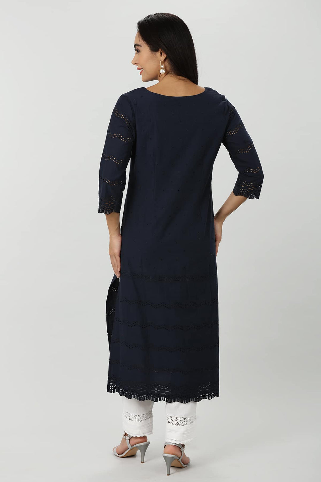 Blue Schiffli Kurti
