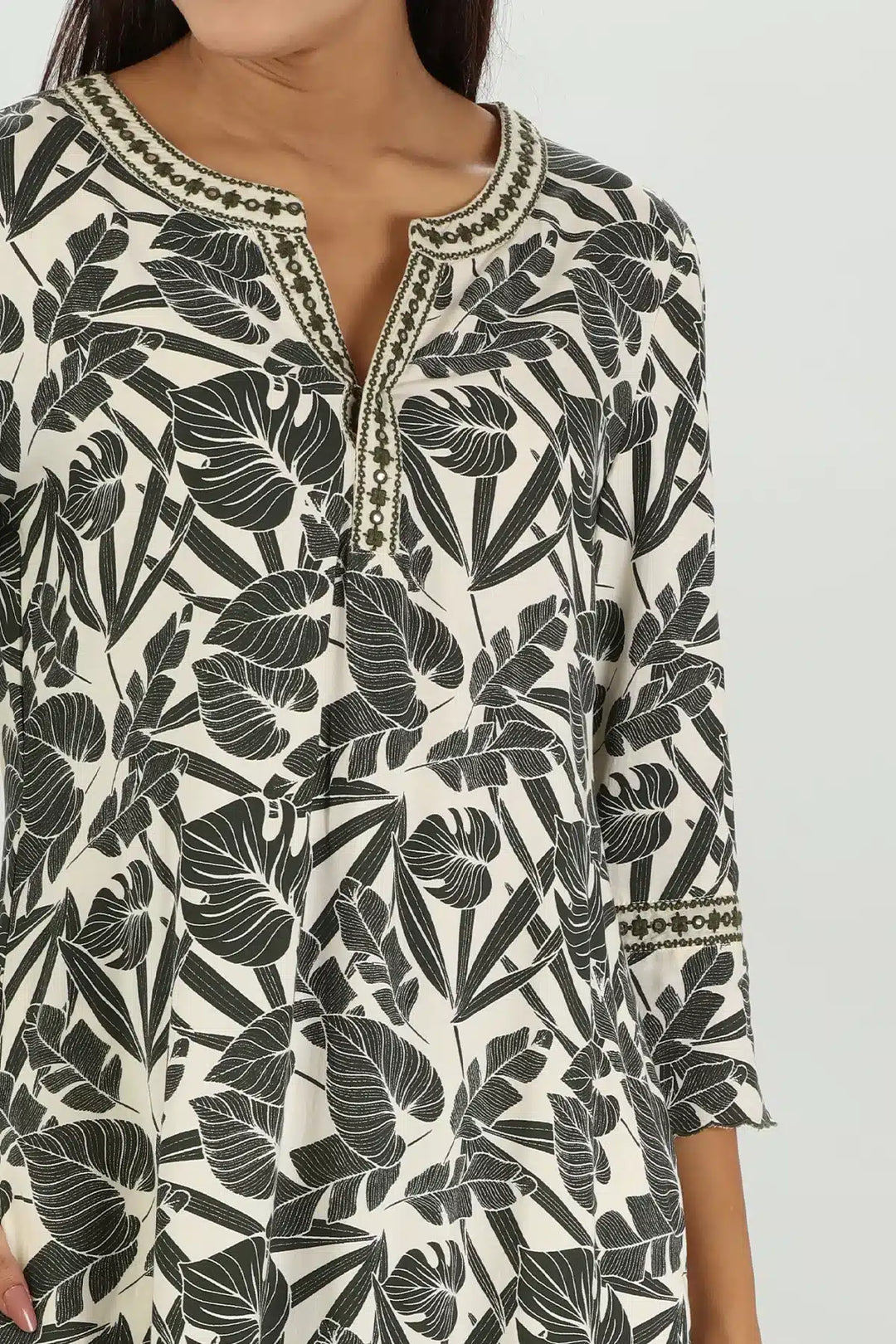 Grey Floral Print Kurti