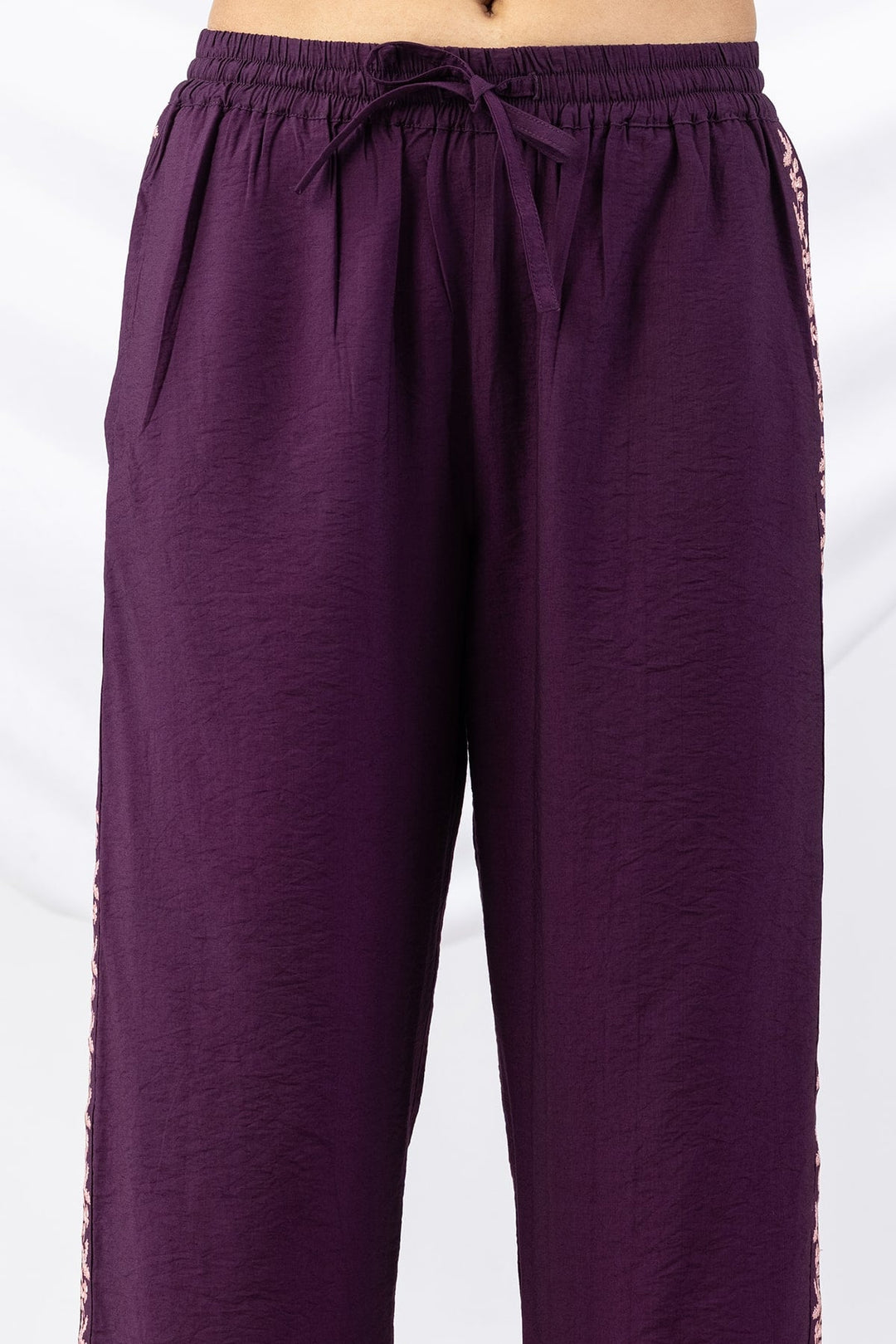 Purple Viscose Crush Regular Fit Co-Ord Palazzo