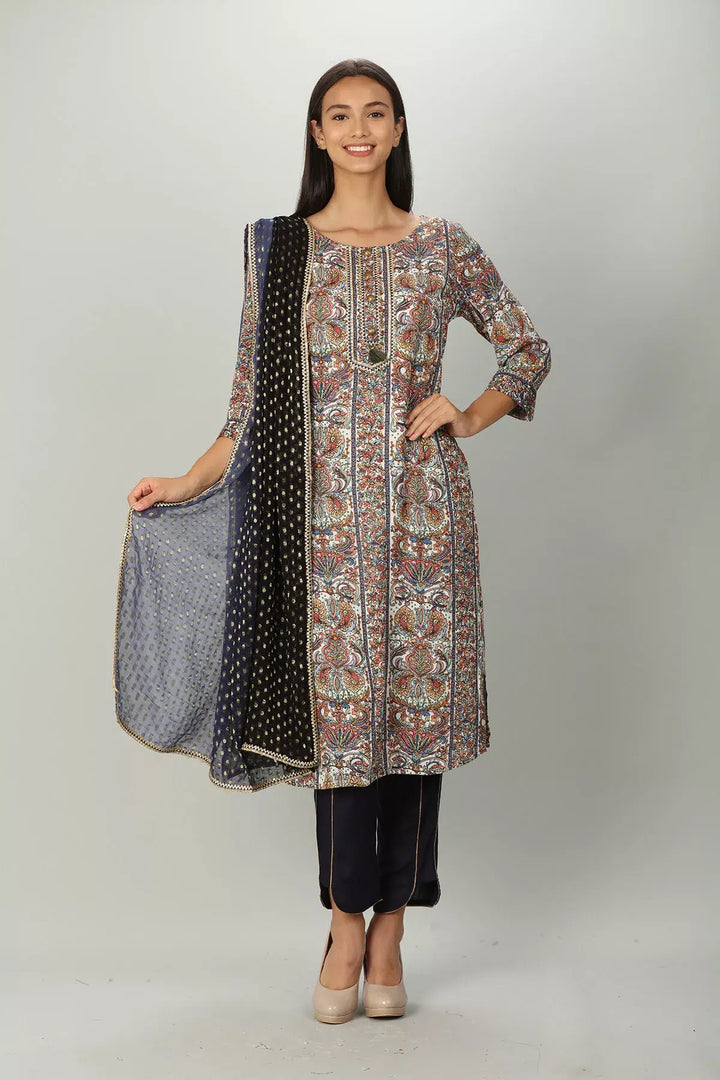 Blue Embelished Dupatta