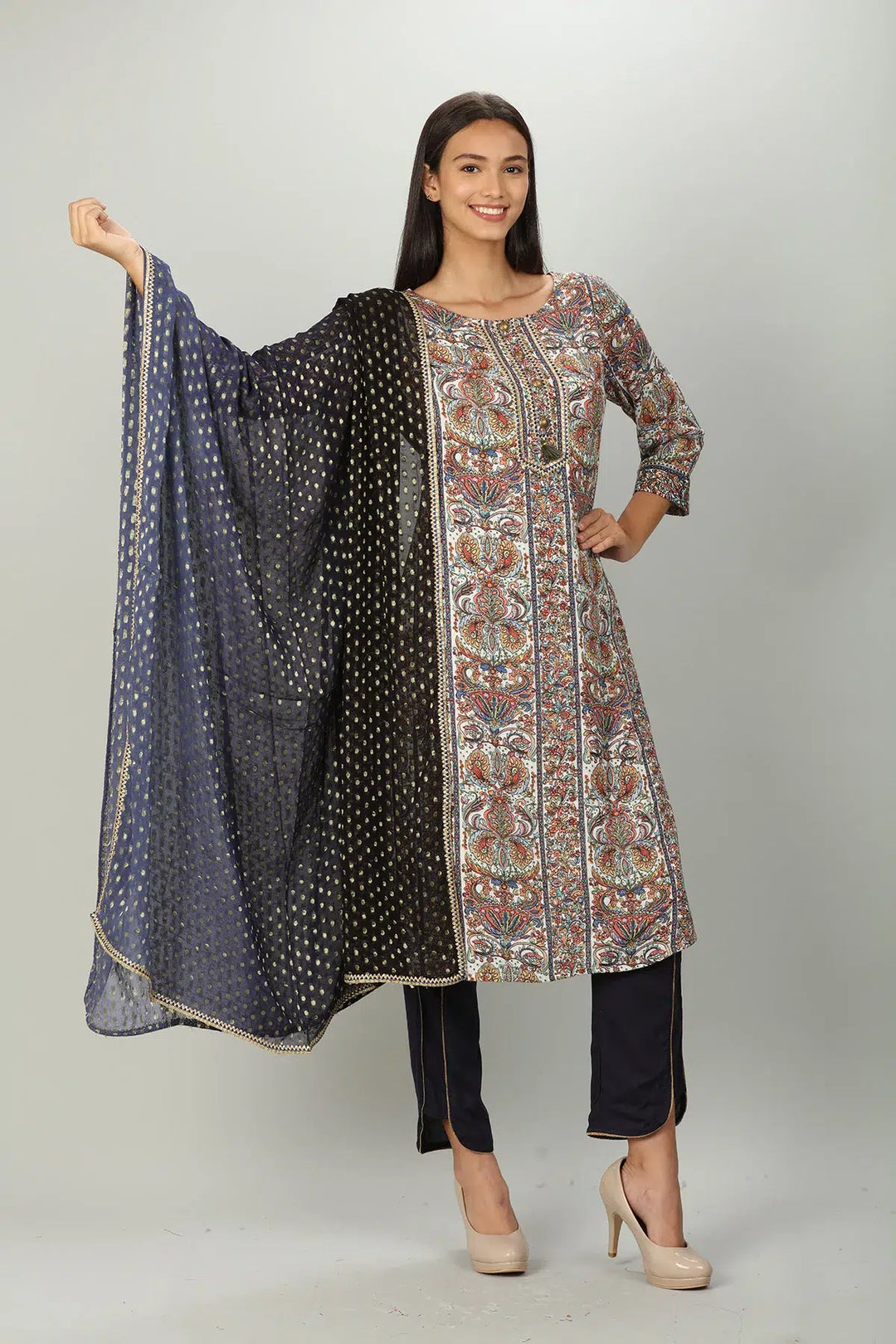 Blue Embelished Dupatta
