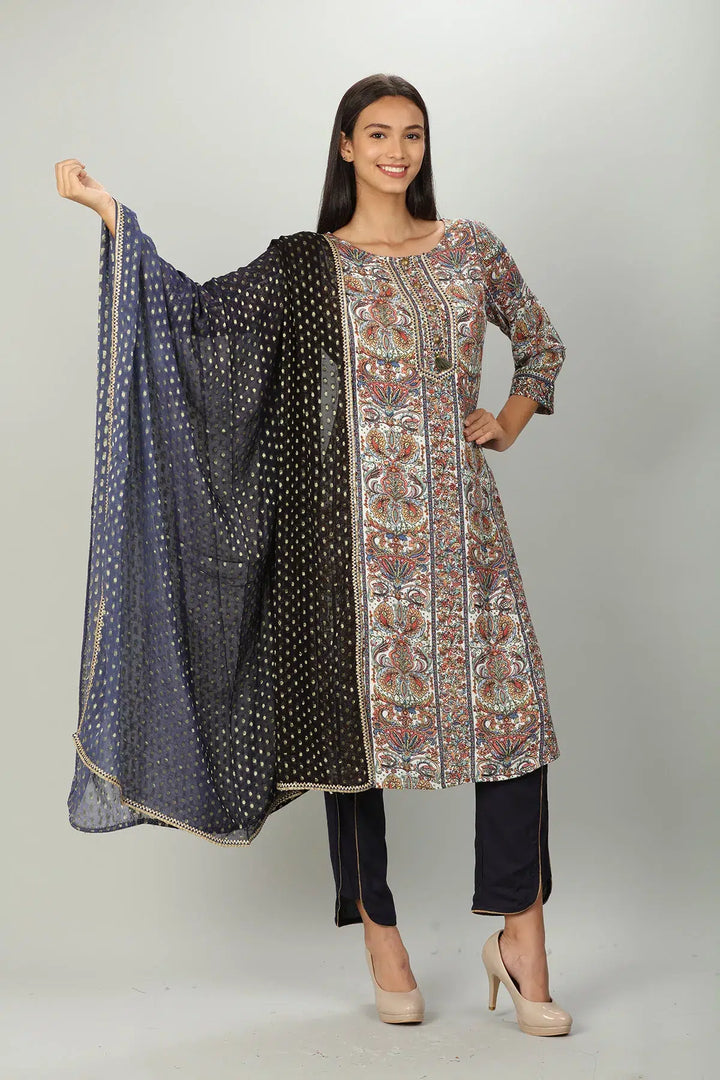 Blue Embelished Dupatta
