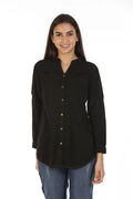 Denim High Neck Shirt (Black)