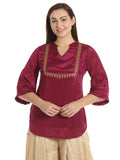 Maroon Korean Silk Solid Top