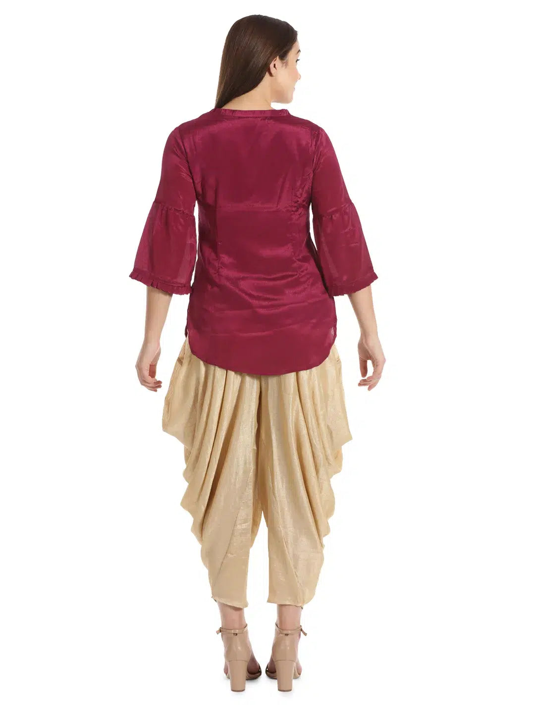 Maroon Korean Silk Solid Top