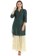 Dark Green Noble Silk Solid Tunic