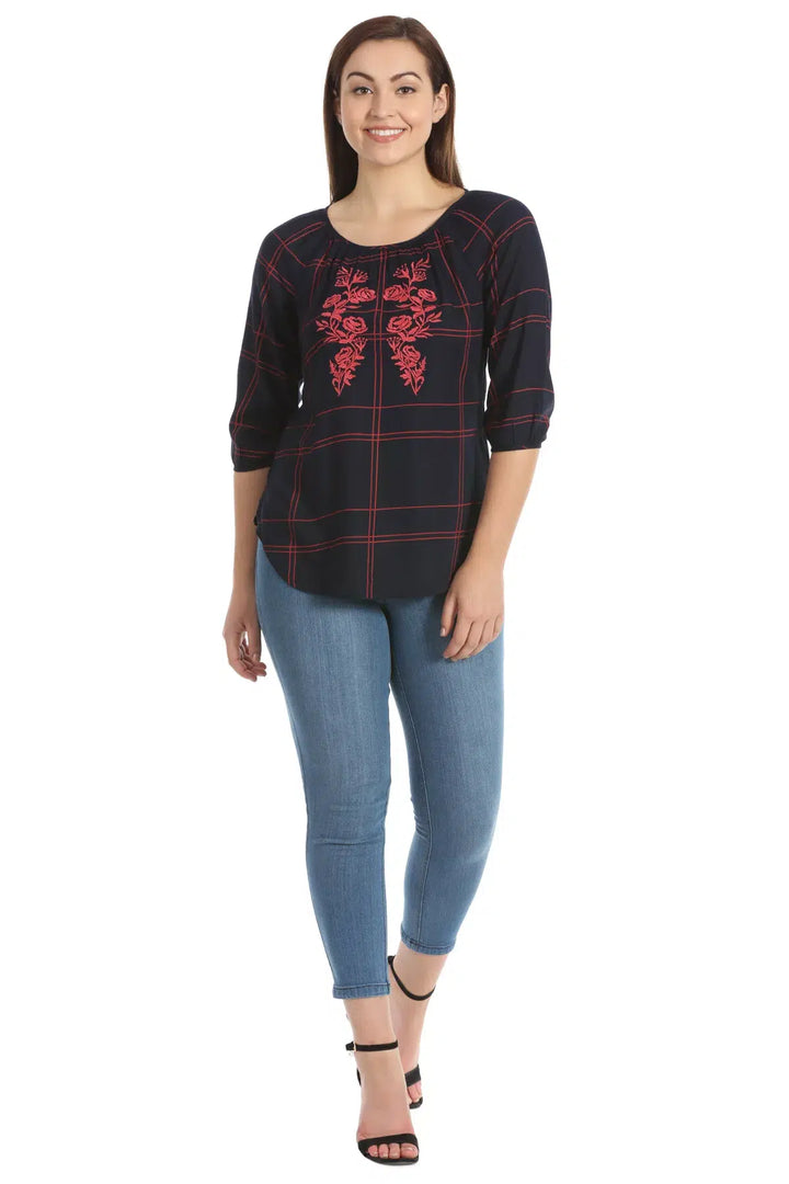 Charcoal Blue Rayon Top