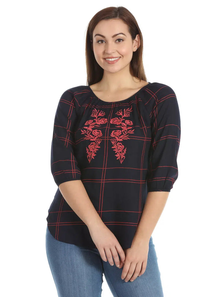 Charcoal Blue Rayon Top