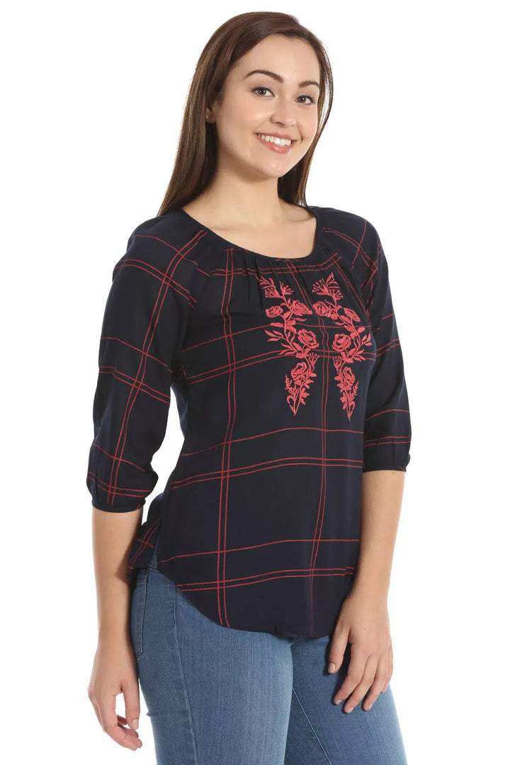 Charcoal Blue Rayon Top