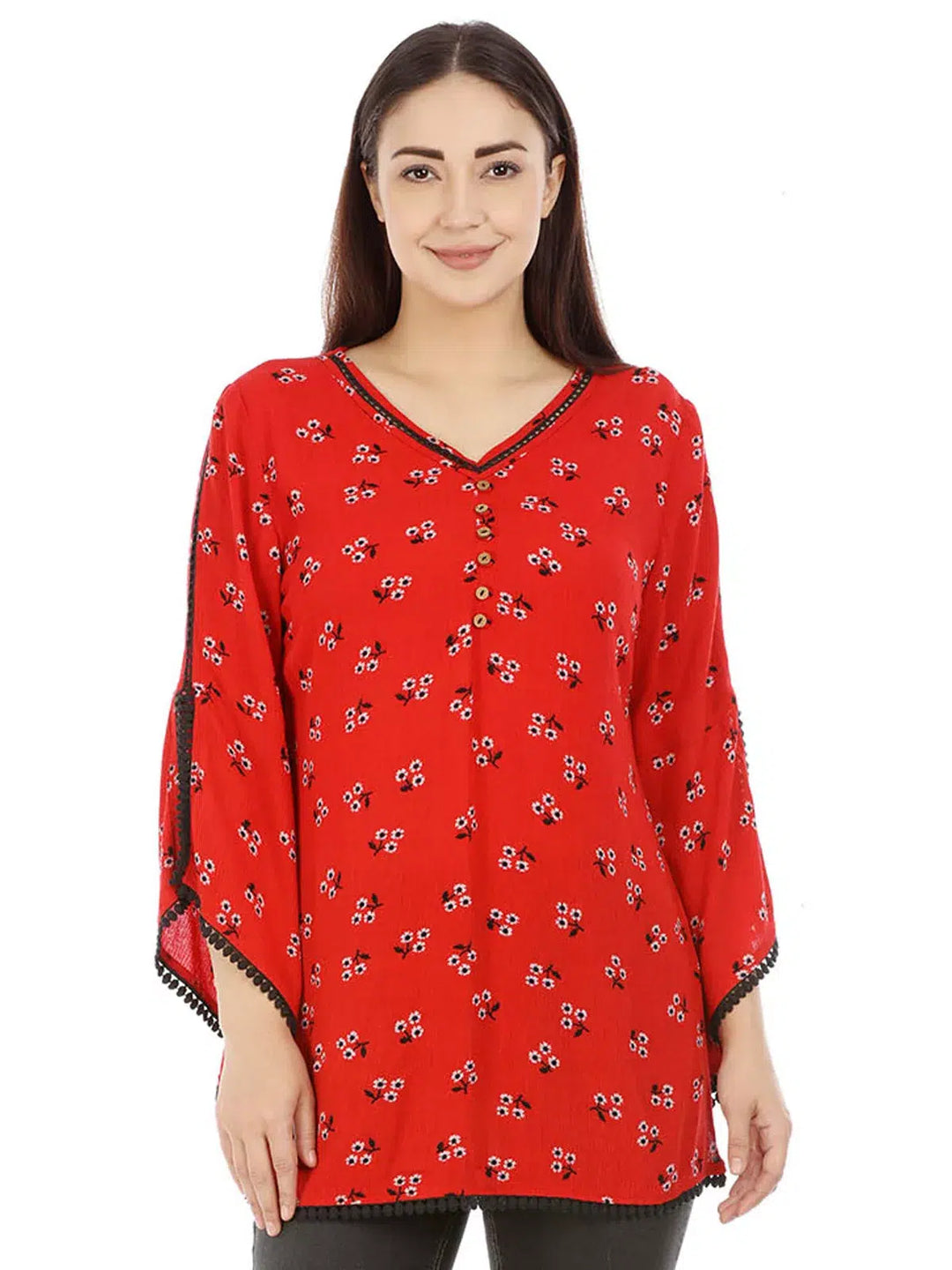 Red Printed Viscose Top