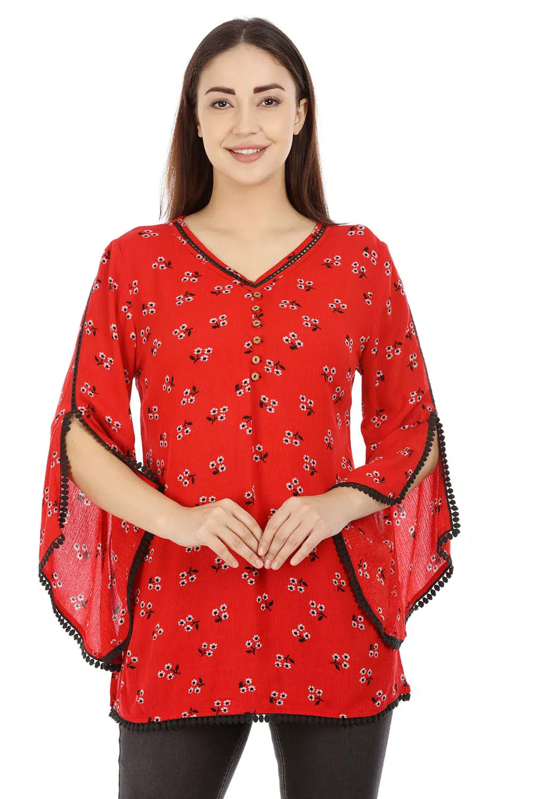 Red Printed Viscose Top
