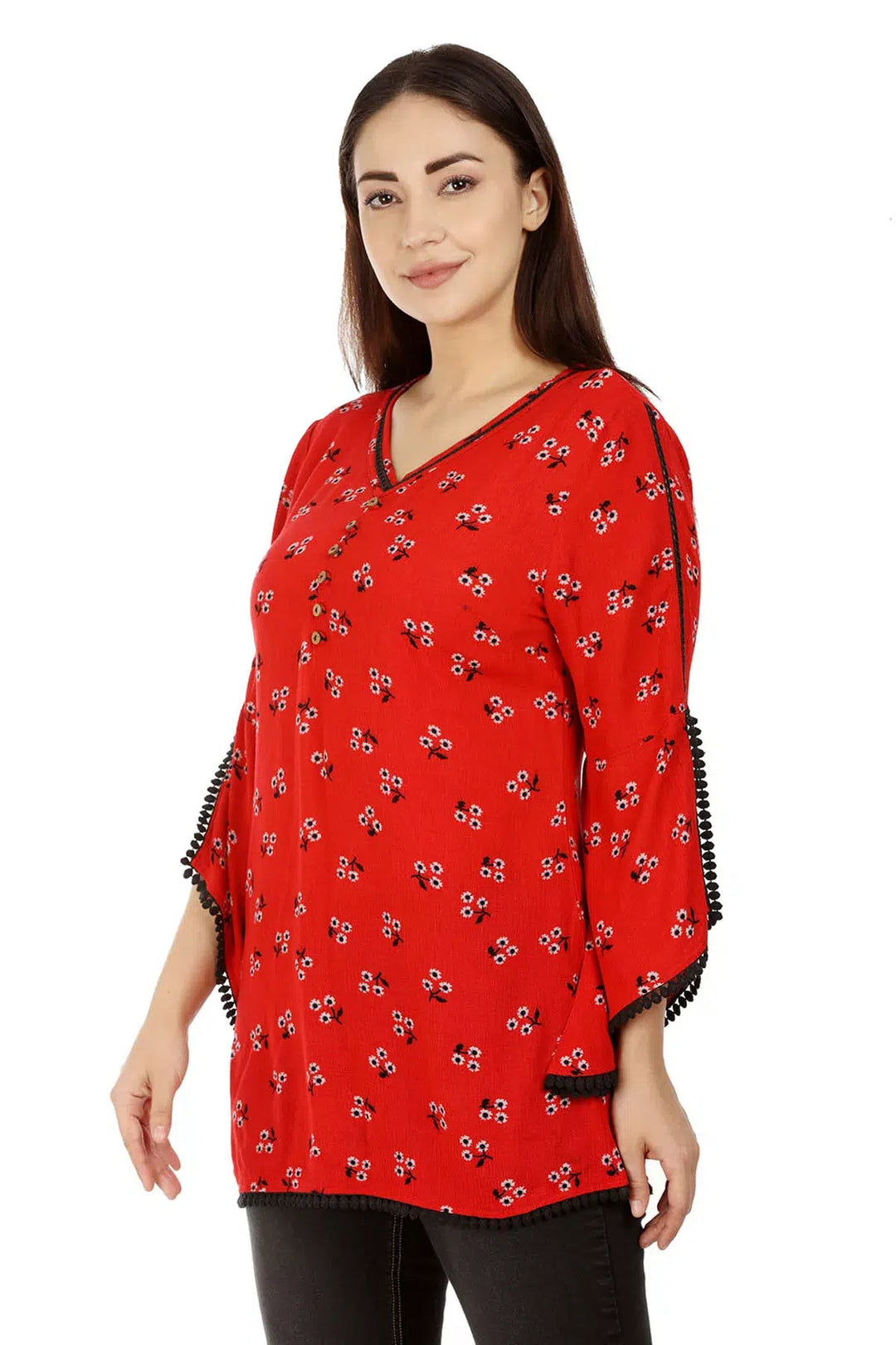 Red Printed Viscose Top