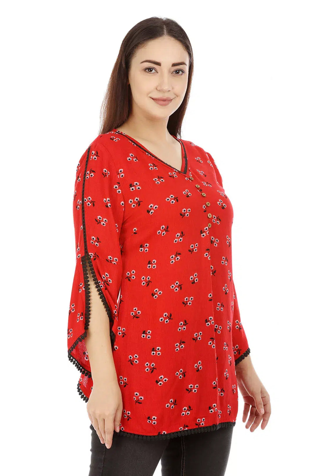 Red Printed Viscose Top