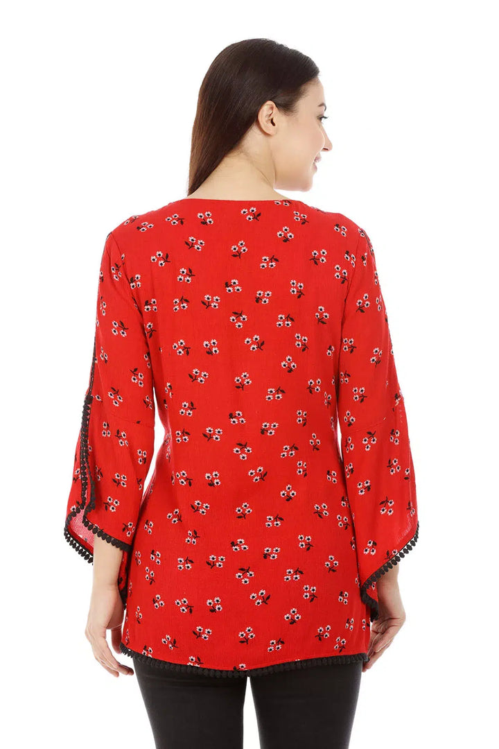 Red Printed Viscose Top