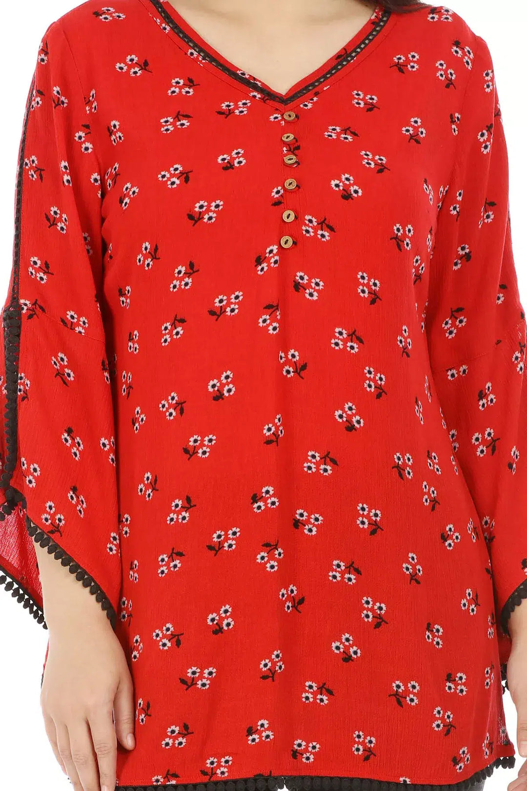 Red Printed Viscose Top