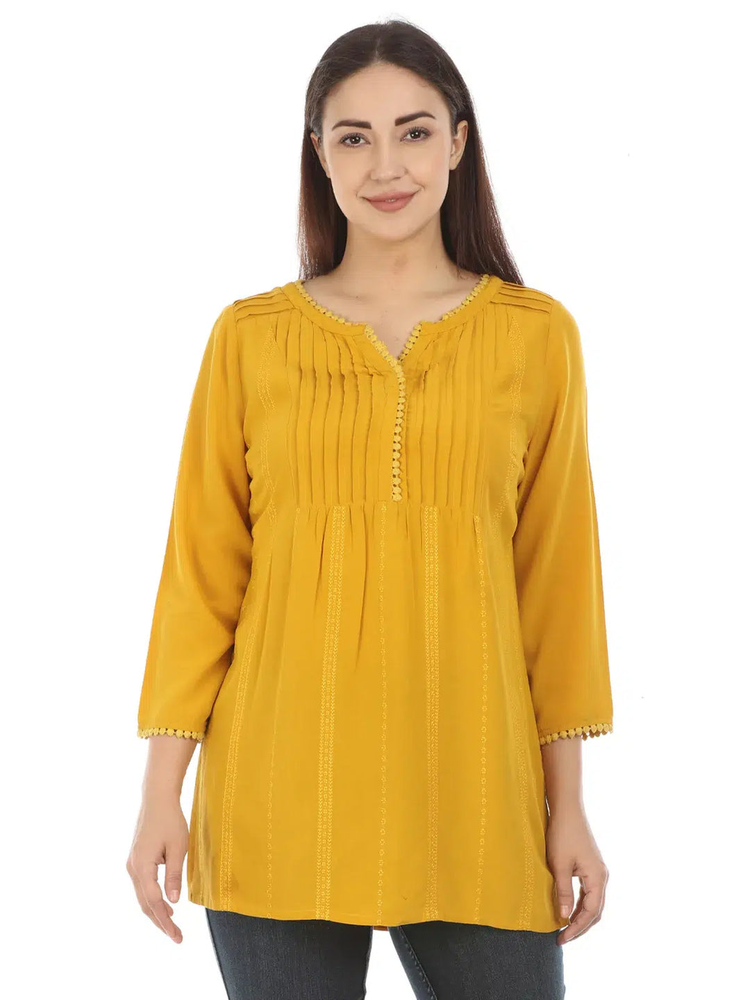Yellow Solid Viscose Top